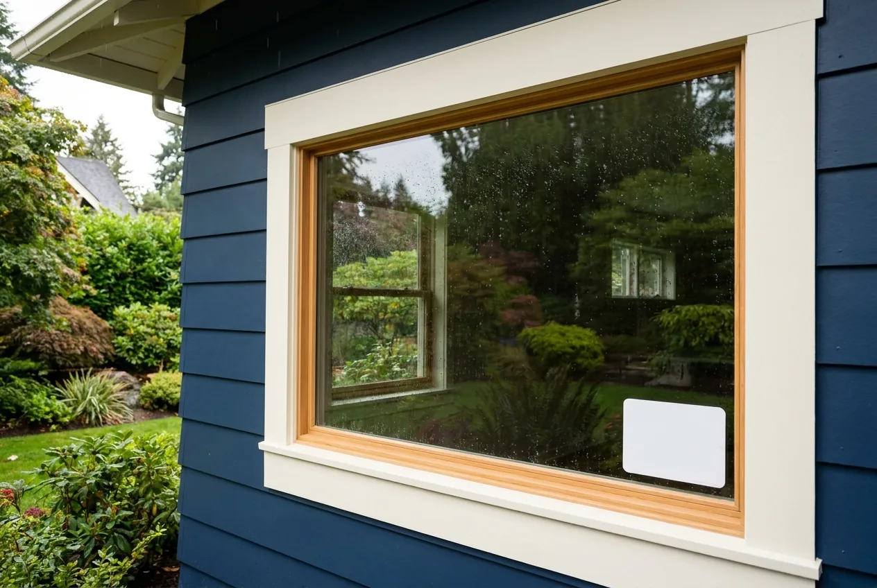 Interior view of new windows in a bright room.